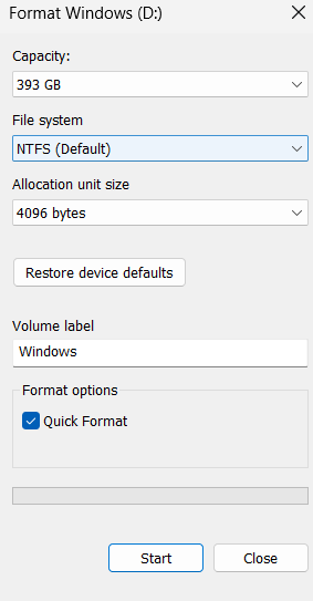 Format option