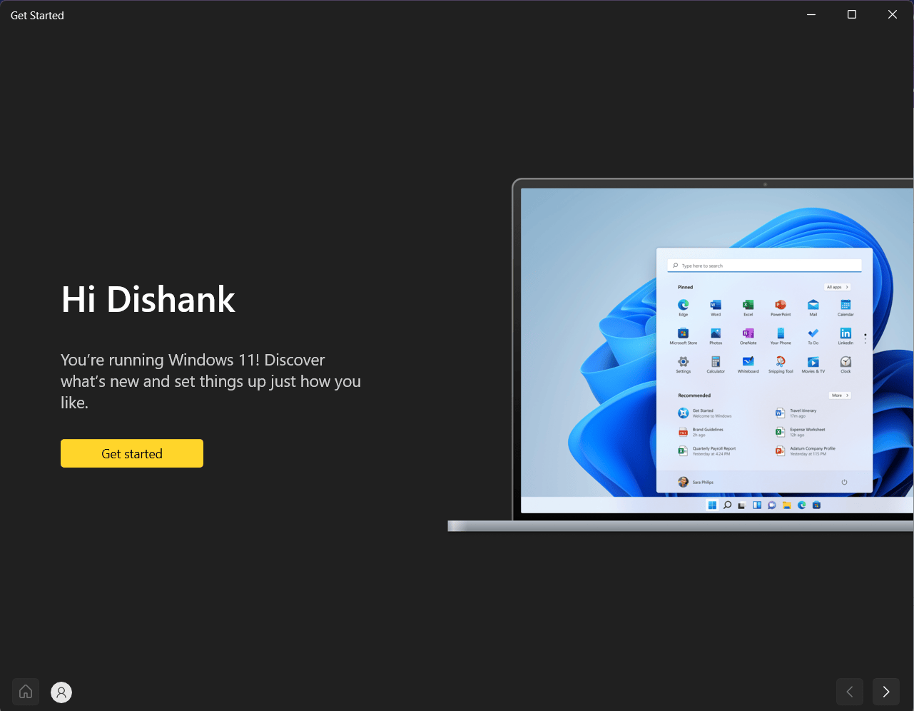 Get Started window