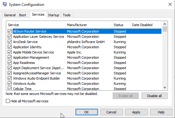 hide all microsoft