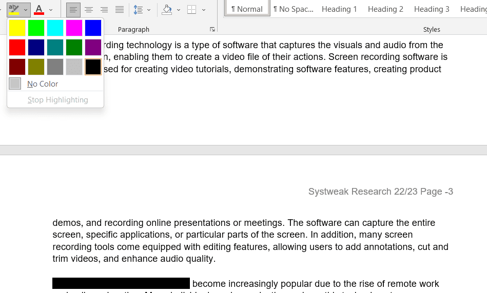match color of text in document