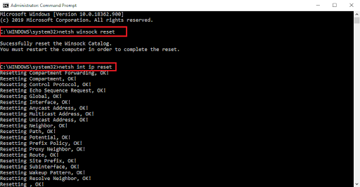 netsh Winsock reset