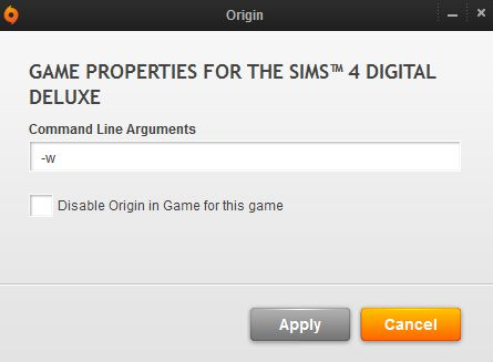 Open game properties to running Game in Windowed Mode
