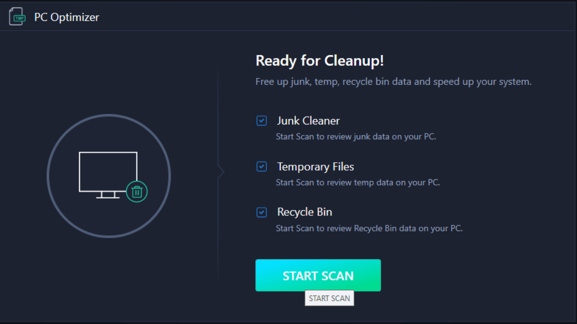 PC Optimizer - Start Scan