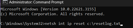 resetlog command