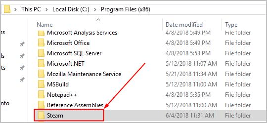 Steam folder in program files