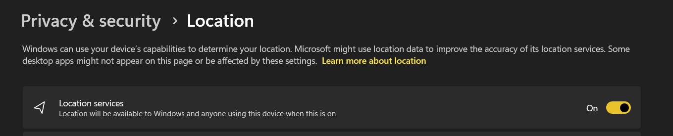 your location is currently in use