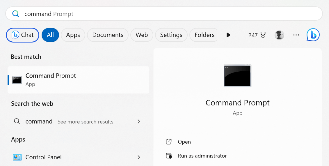 type command