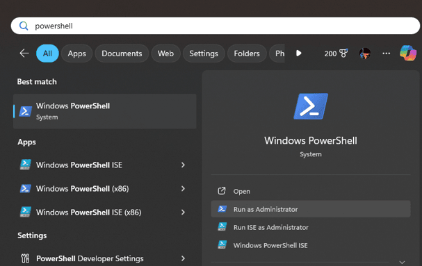typed Power Shell