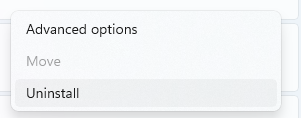 uninstall option