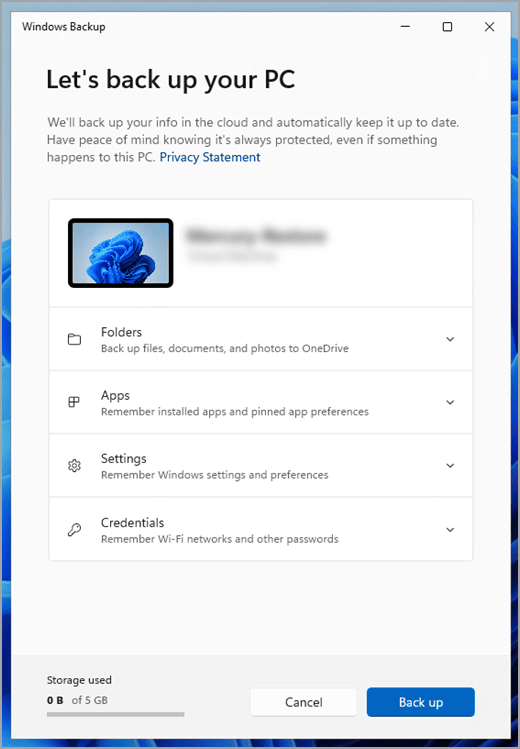 Windows Backup application