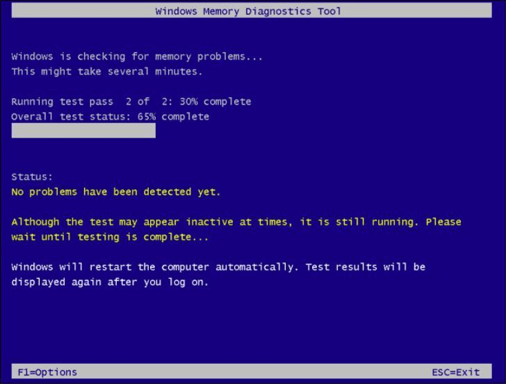 windows checking for memory problem