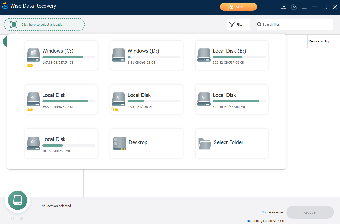 Wise Data Recovery New Screenshot