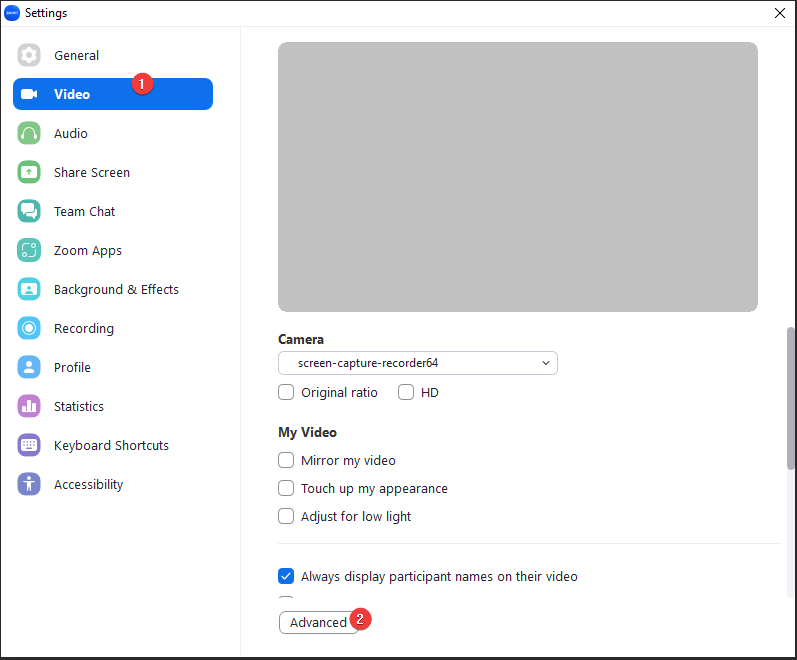 Zoom video advanced